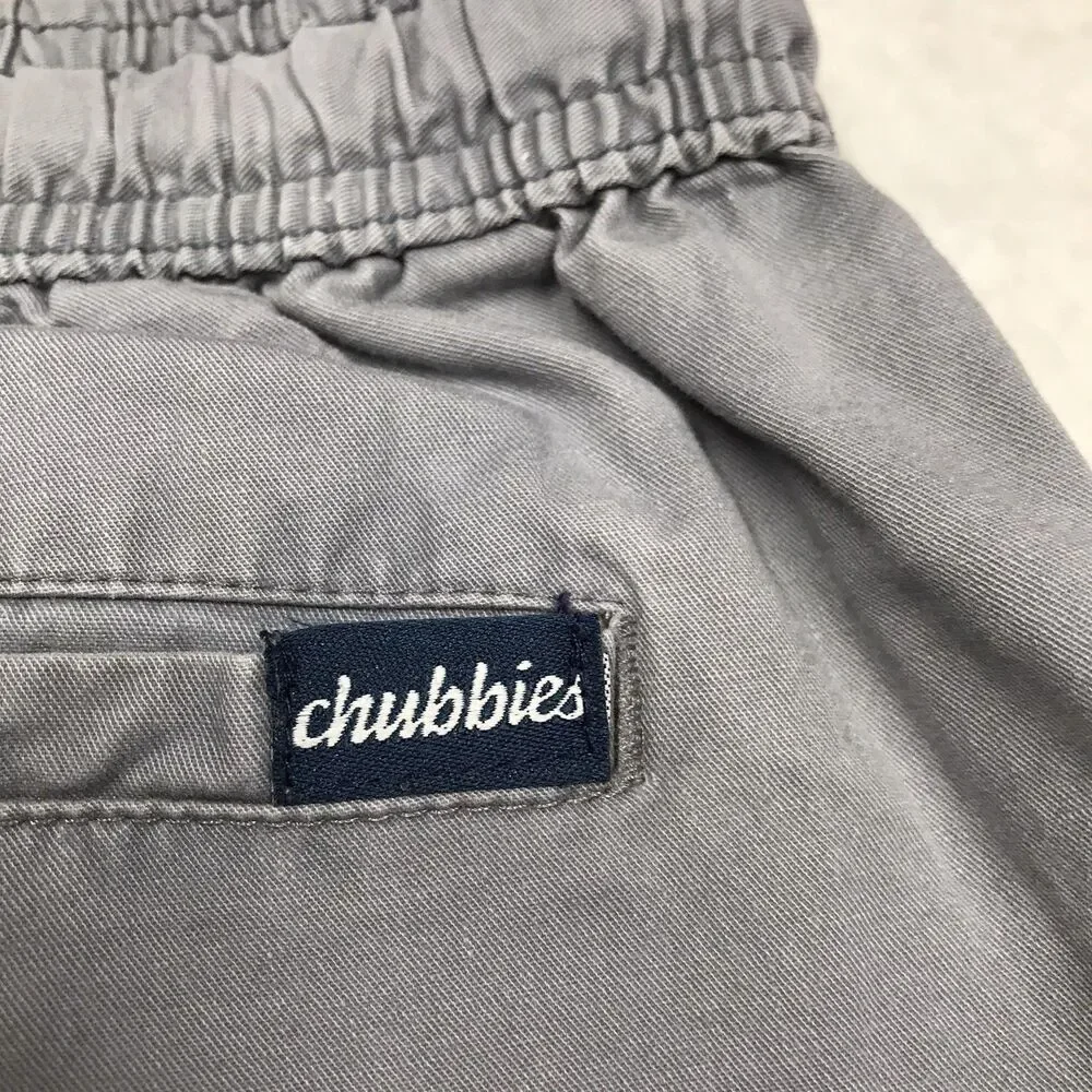 CHUBBIES Off Duty Shorts Men XL 34 Gray Elastic Waist Drawstring Pockets Cotton